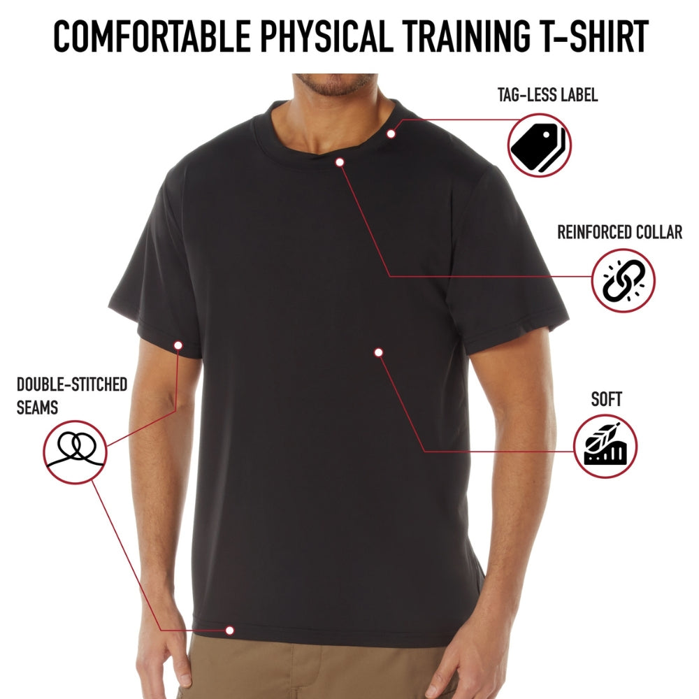 Rothco Physical Training T-Shirt - Black | All Security Equipment - 7