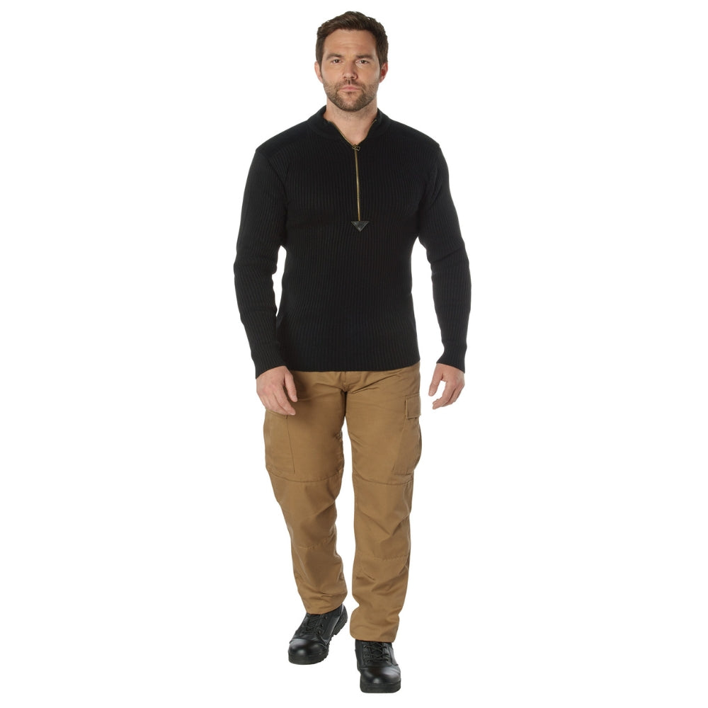 Rothco Quarter Zip Acrylic Commando Sweater (Black) - 4