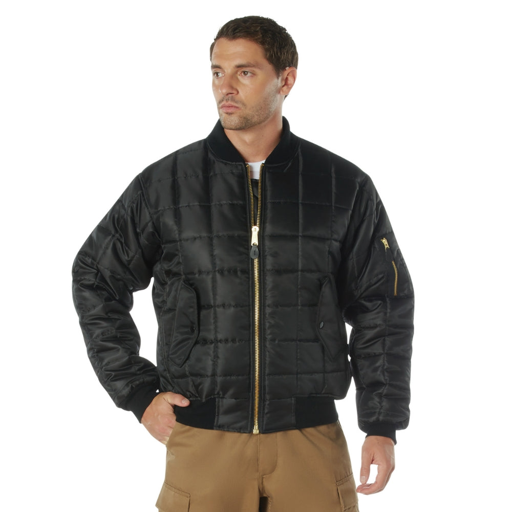 Rothco Quilted MA-1 Flight Jacket (Black) | All Security Equipment - 1