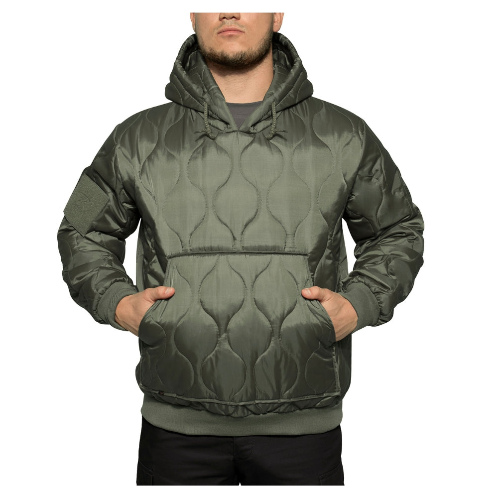 Rothco Quilted Woobie Hooded Sweatshirt (Olive Drab) - 1