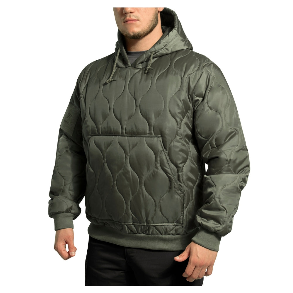 Rothco Quilted Woobie Hooded Sweatshirt (Olive Drab) - 3