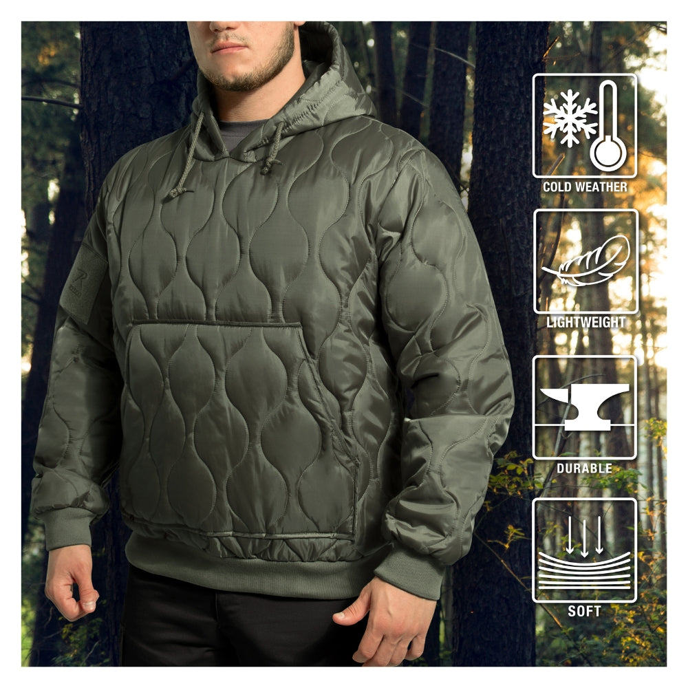 Rothco Quilted Woobie Hooded Sweatshirt (Olive Drab) - 8