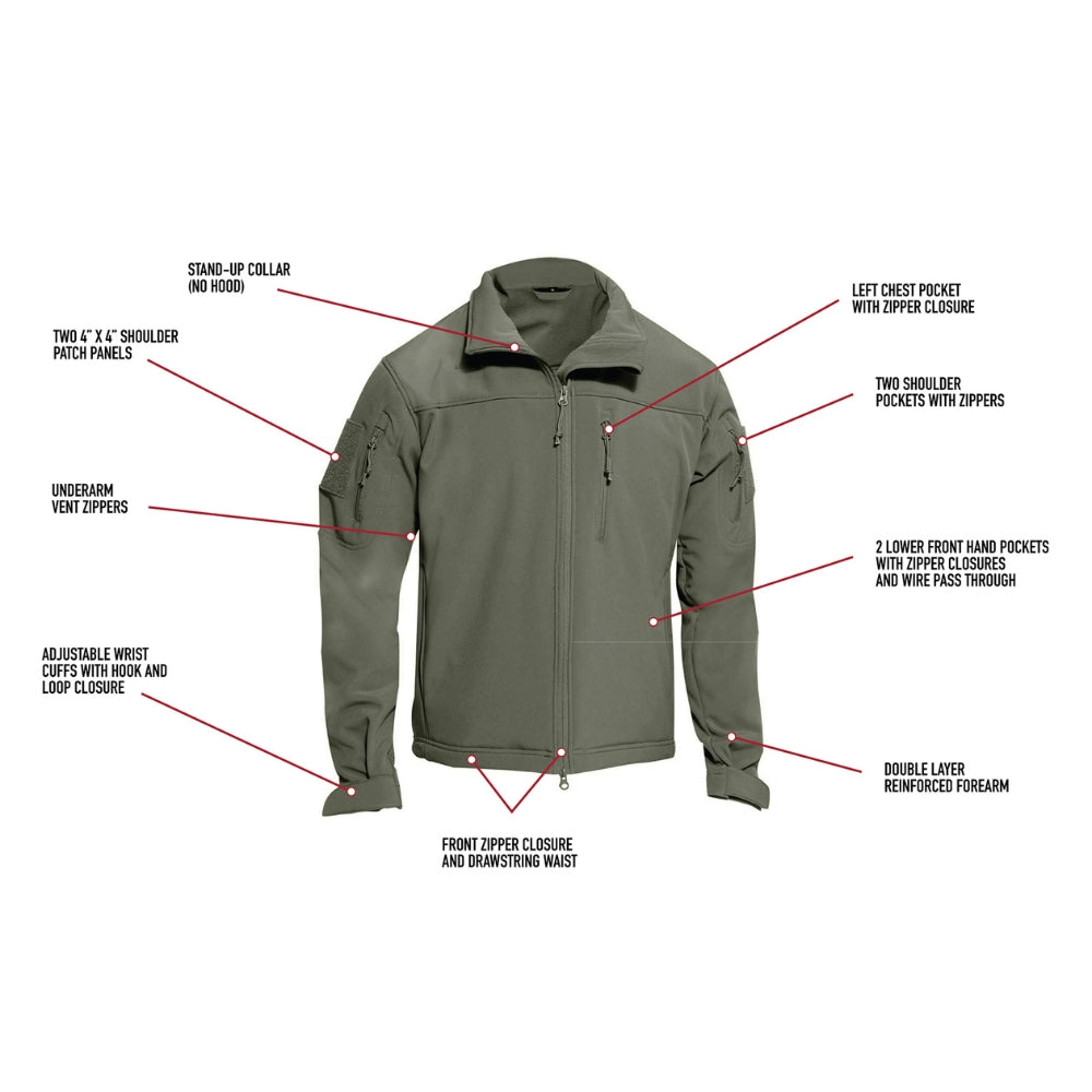 Rothco Stealth Ops Soft Shell Tactical Jacket (Olive Drab) - 9