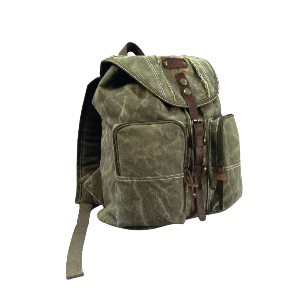 Rothco Stone Washed Canvas Backpack with Leather Accents 613902916807