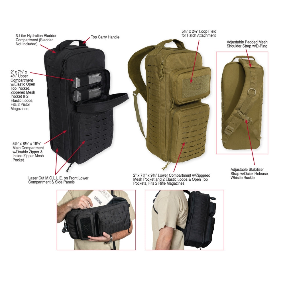 Rothco Tactical Single Sling Pack With Laser Cut MOLLE - 12