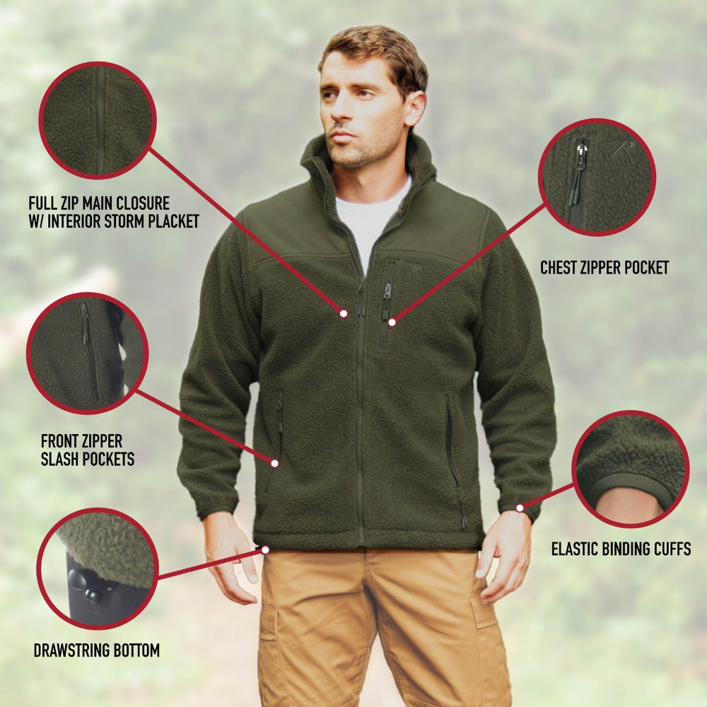 Rothco Trailsman Sherpa Fleece Jacket (Black) | All Security Equipment - 5