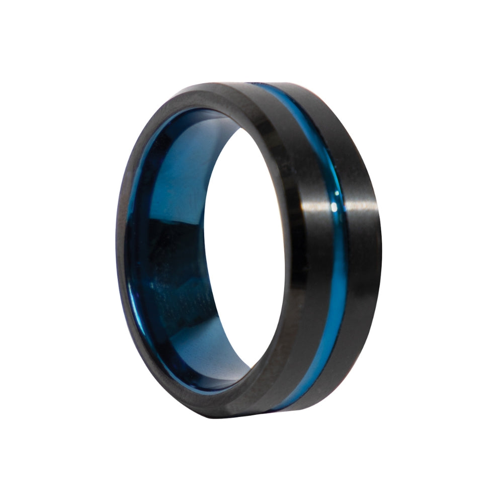 Rothco Tungsten Carbide Thin Blue Line Ring (Black) - 5