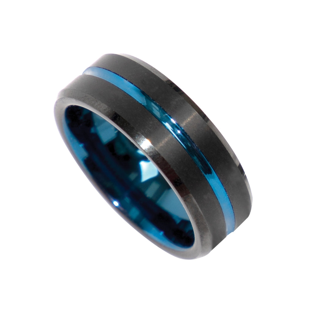 Rothco Tungsten Carbide Thin Blue Line Ring (Black) - 6