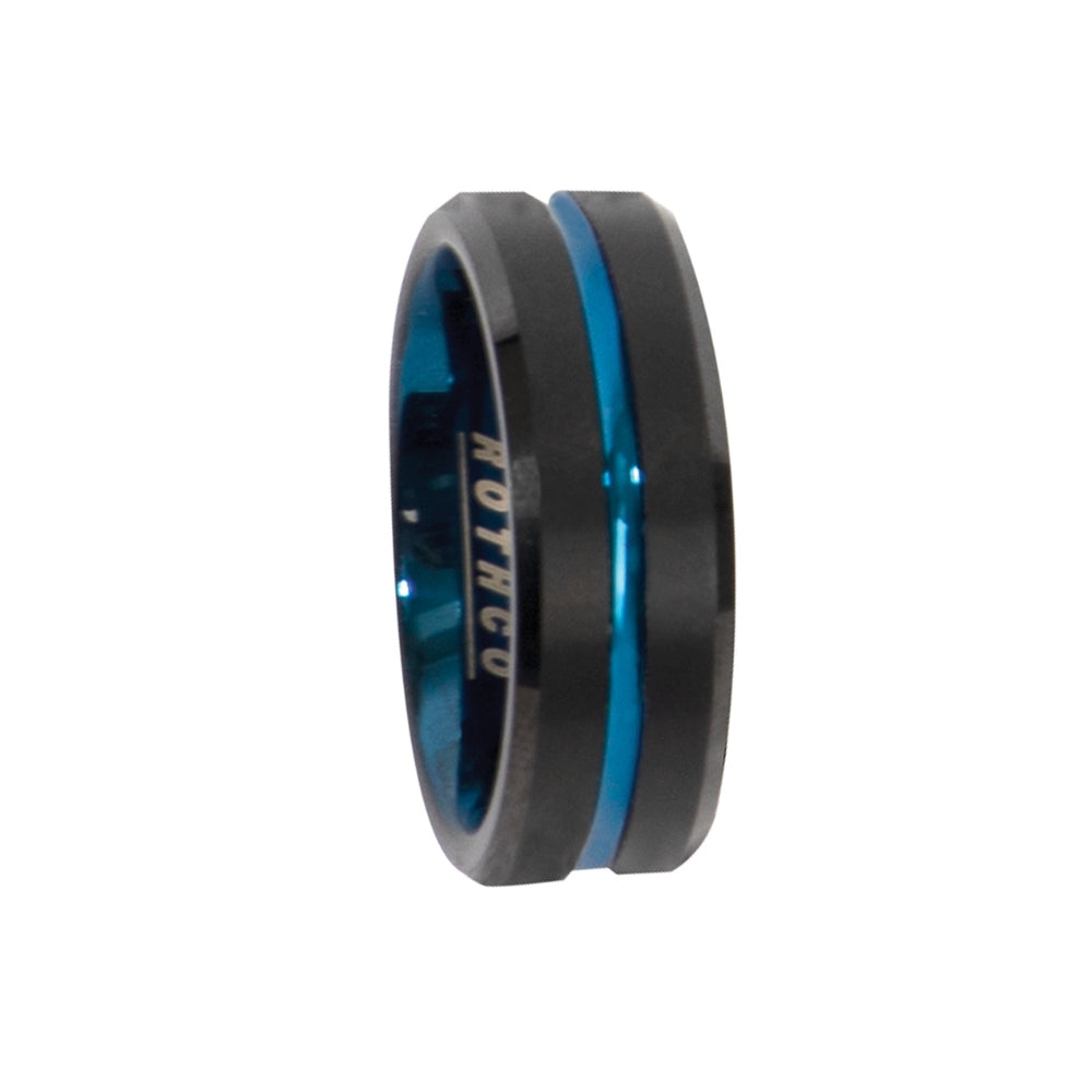 Rothco Tungsten Carbide Thin Blue Line Ring (Black) - 7