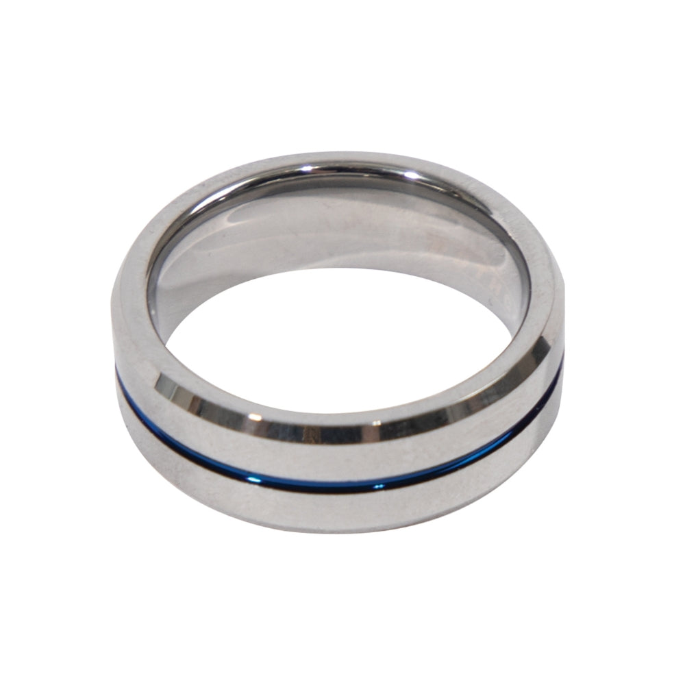 Rothco Tungsten Carbide Thin Blue Line Ring (Silver) - 1