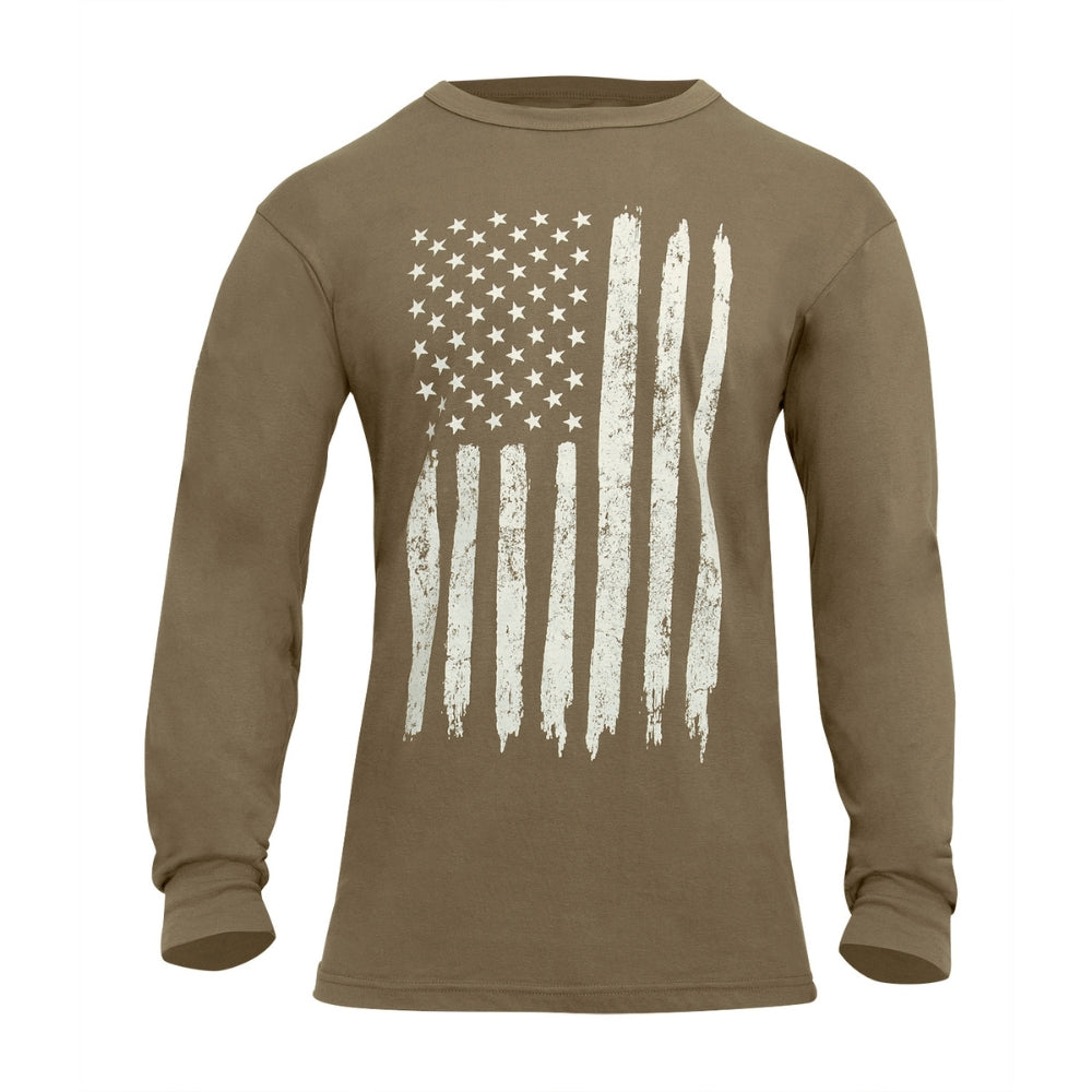 Rothco US Flag Long Sleeve T-Shirt (Coyote Brown) - 1