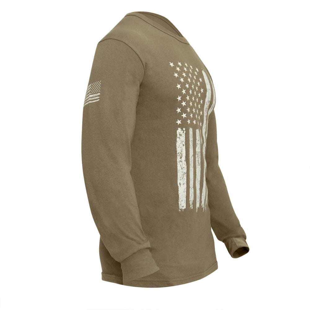 Rothco US Flag Long Sleeve T-Shirt (Coyote Brown) - 3