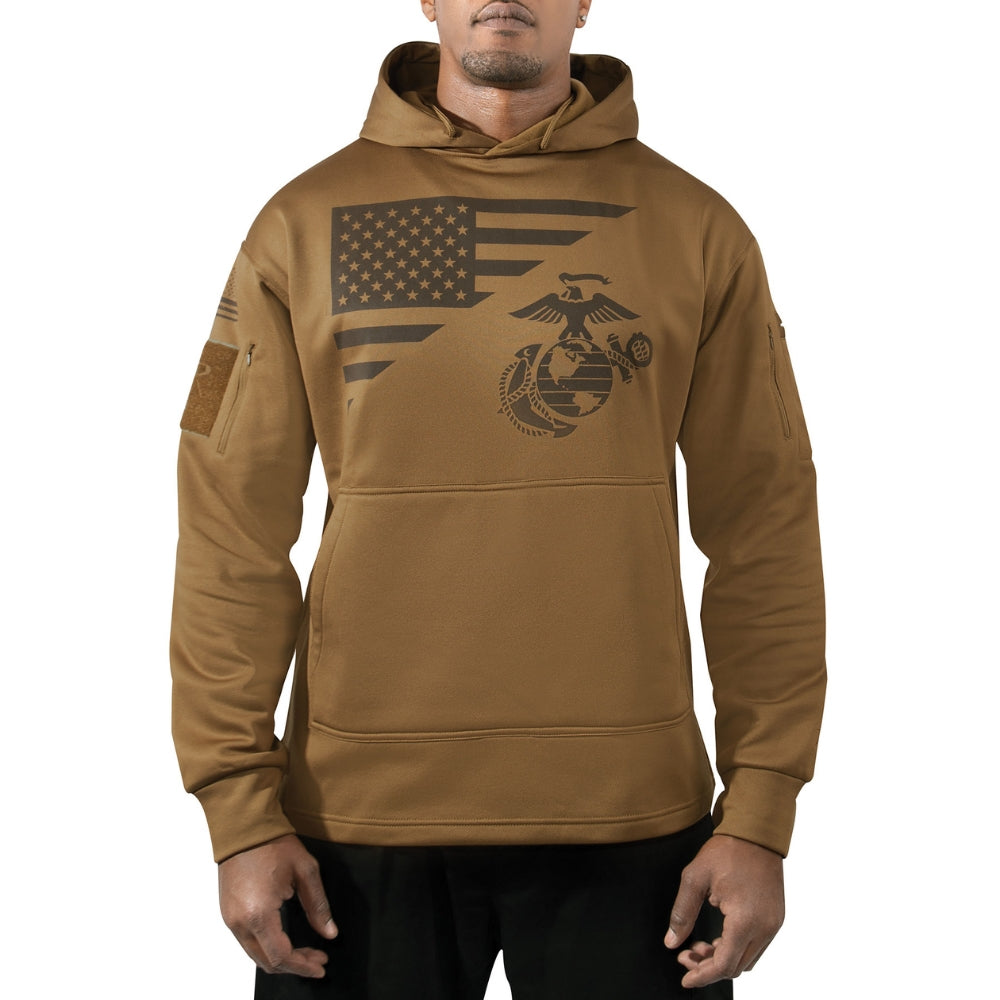 Rothco US Flag USMC Eagle Globe & Anchor Concealed Carry Hoodie (Coyote Brown) - 1