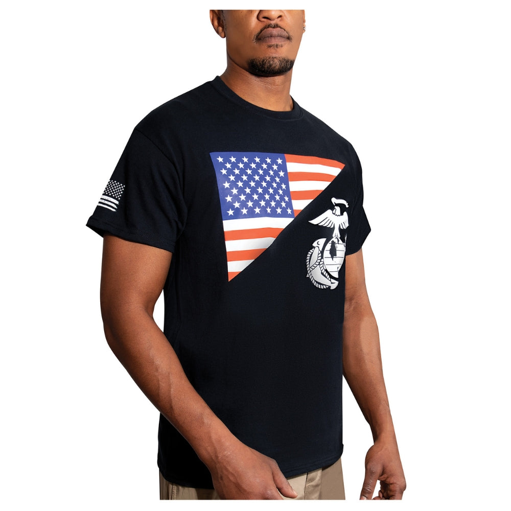 Rothco US Flag / USMC Eagle, Globe, & Anchor T-Shirt (Black) - 2