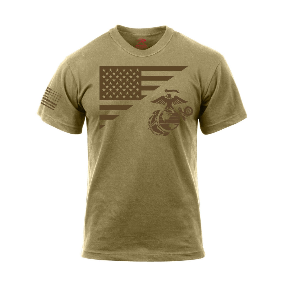 Rothco US Flag / USMC Eagle, Globe, & Anchor T-Shirt (Coyote Brown)