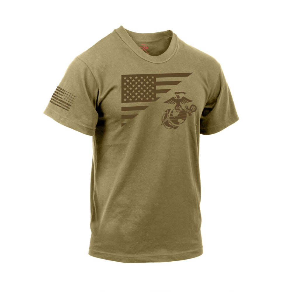 Rothco US Flag / USMC Eagle, Globe, & Anchor T-Shirt (Coyote Brown)