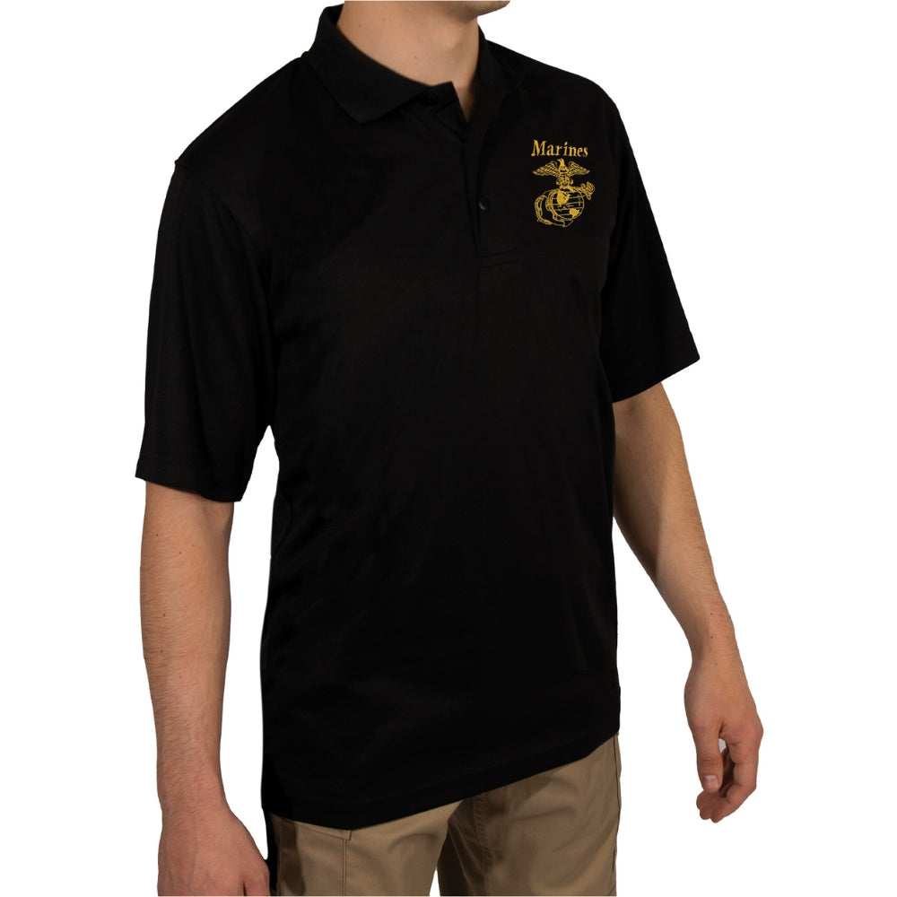 Rothco USMC Eagle, Globe & Anchor Moisture Wicking Polo Shirt - Black - 2