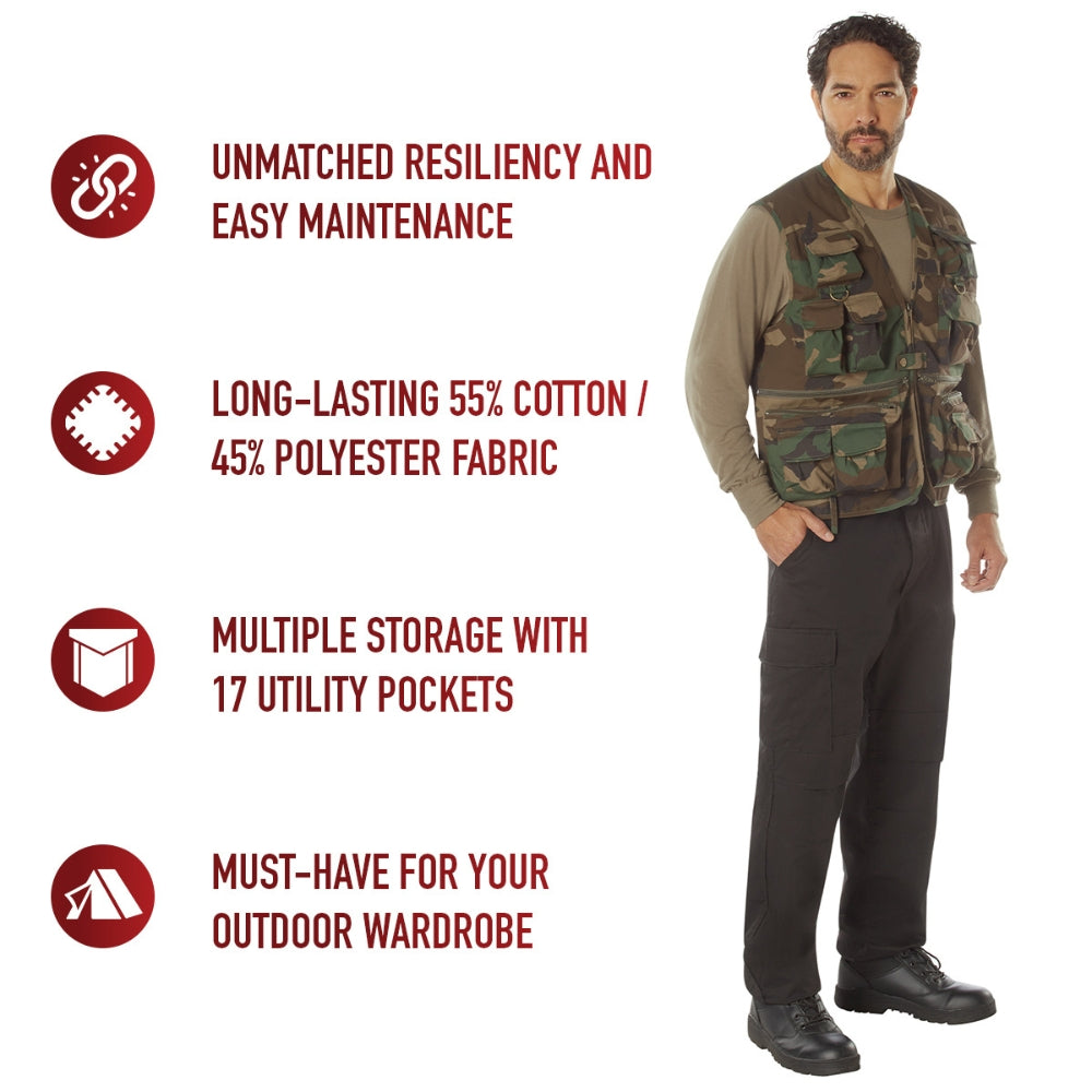 Rothco Uncle Milty Travel Vest (Woodland Camo) | All Security