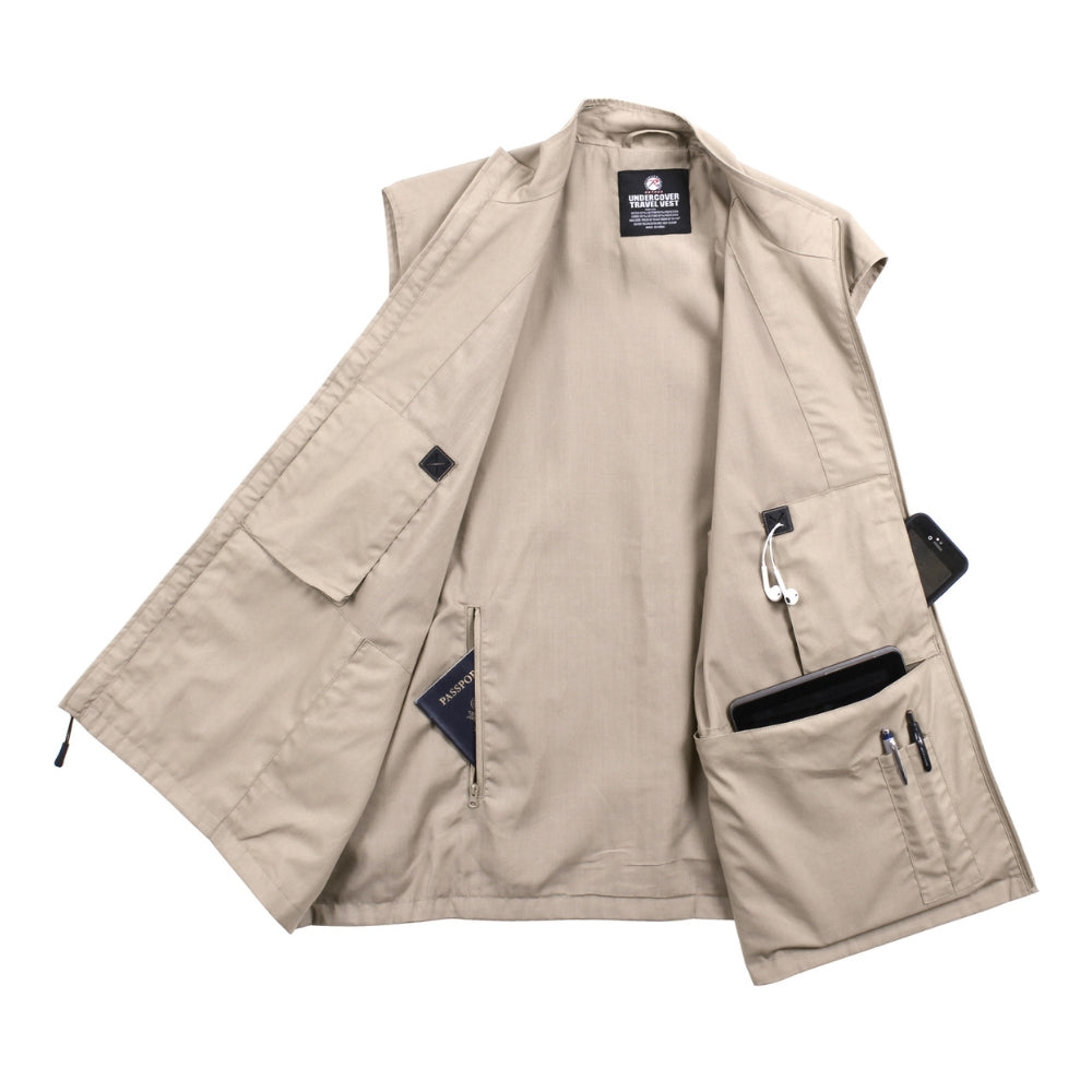 Rothco Undercover Travel Vest (Khaki) | All Security Equipment - 4