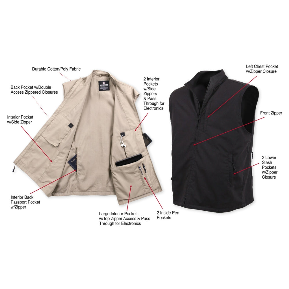 Rothco Undercover Travel Vest (Khaki) | All Security Equipment - 5