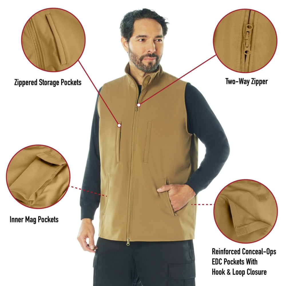 Rothco V2 Concealed Carry Soft Shell Vest (Coyote Brown) - 4