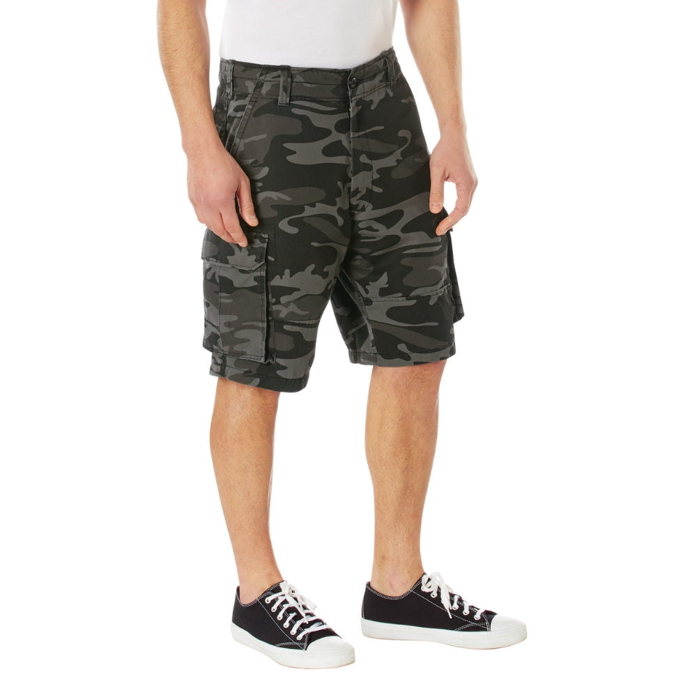 Rothco Vintage Camo Paratrooper Cargo Shorts (Black Camo) - 2