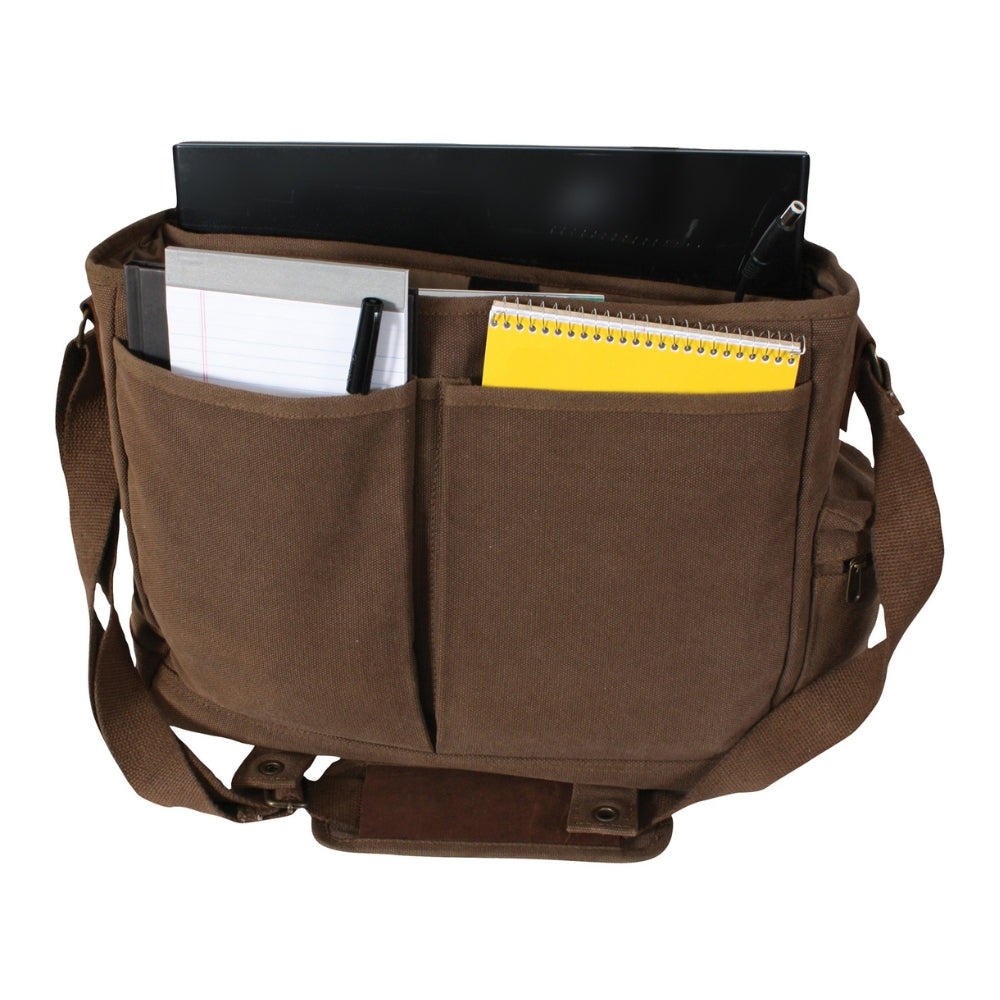 Rothco Vintage Canvas Pathfinder Laptop Bag With Leather Accents - 2