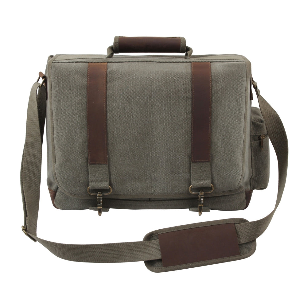 Rothco Vintage Canvas Pathfinder Laptop Bag With Leather Accents - 5