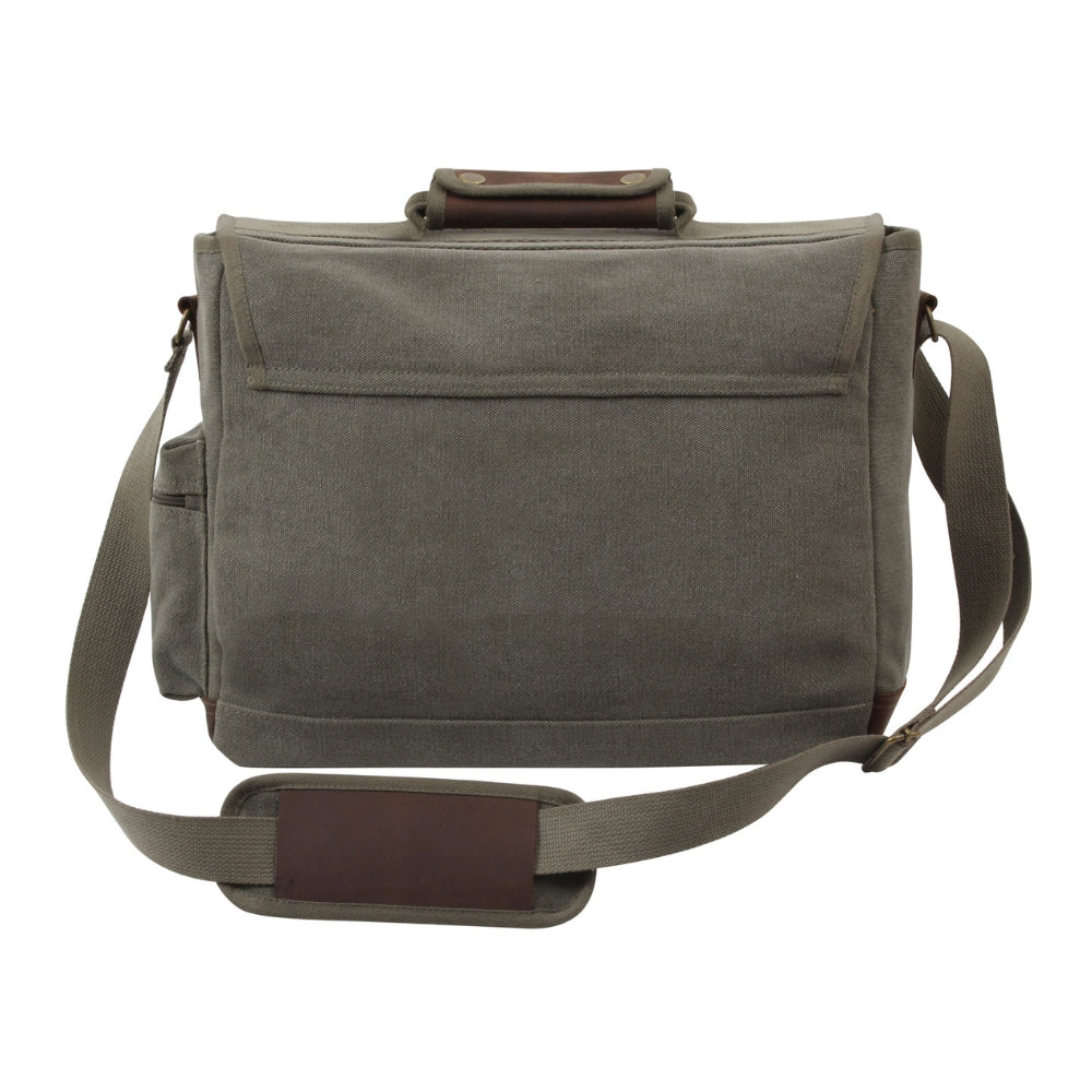 Rothco Vintage Canvas Pathfinder Laptop Bag With Leather Accents - 6