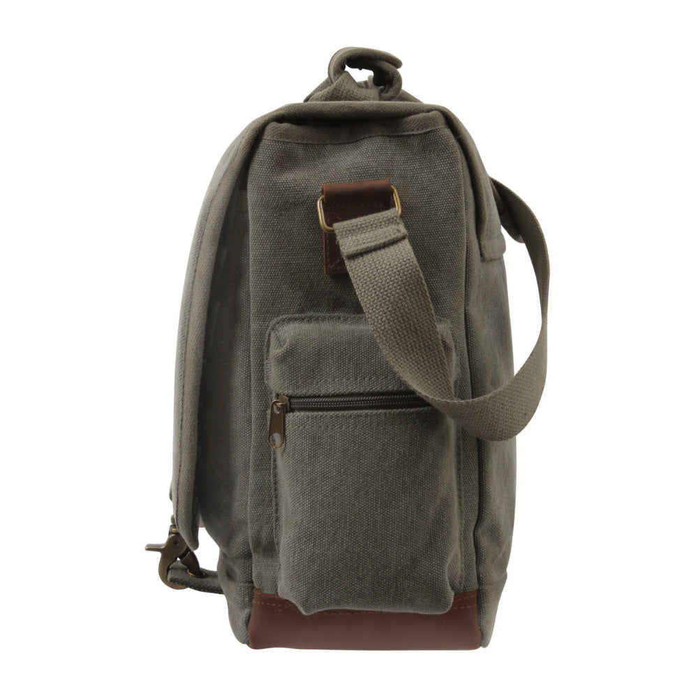 Rothco Vintage Canvas Pathfinder Laptop Bag With Leather Accents - 7