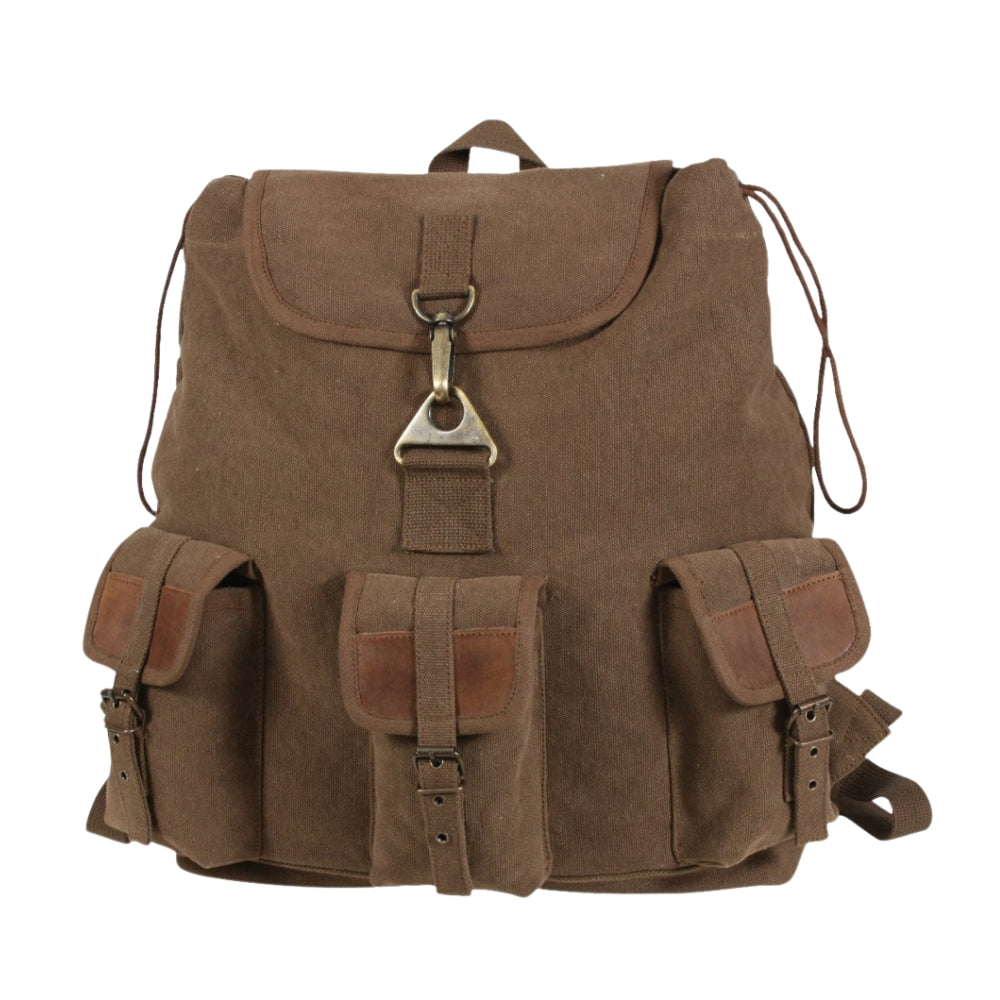 Rothco Vintage Canvas Wayfarer Backpack with Leather Accents 613902969308