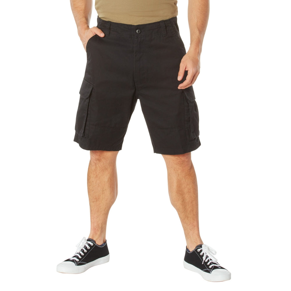 Rothco Vintage Solid Paratrooper Cargo Shorts (Black) - 1