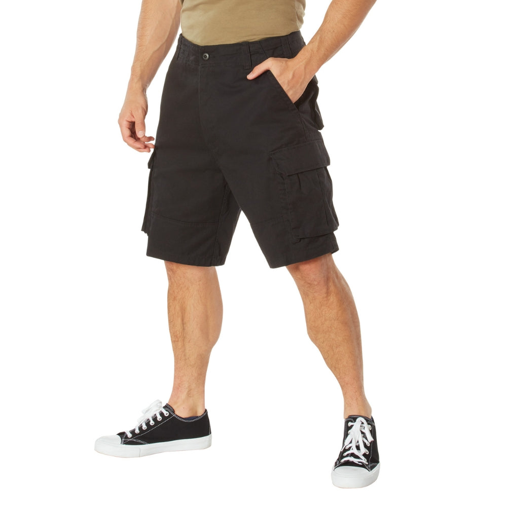 Rothco Vintage Solid Paratrooper Cargo Shorts (Black) - 2