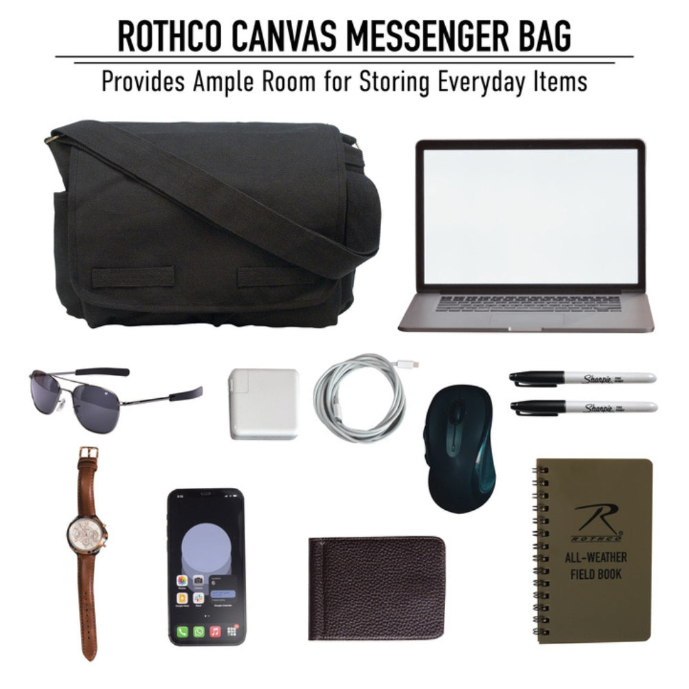 Rothco Vintage Washed Canvas Messenger Bag | All Security Equipment - 7