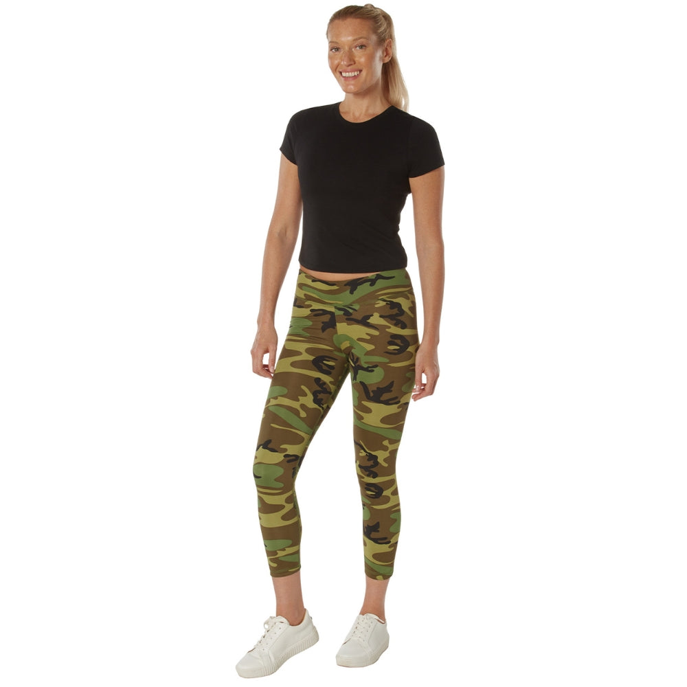 Rothco Womens Workout Performance Camo Leggings W/Pockets - Black Camo 