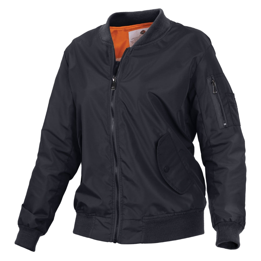 Rothco Womens Lightweight MA-1 Flight Jacket (Black)