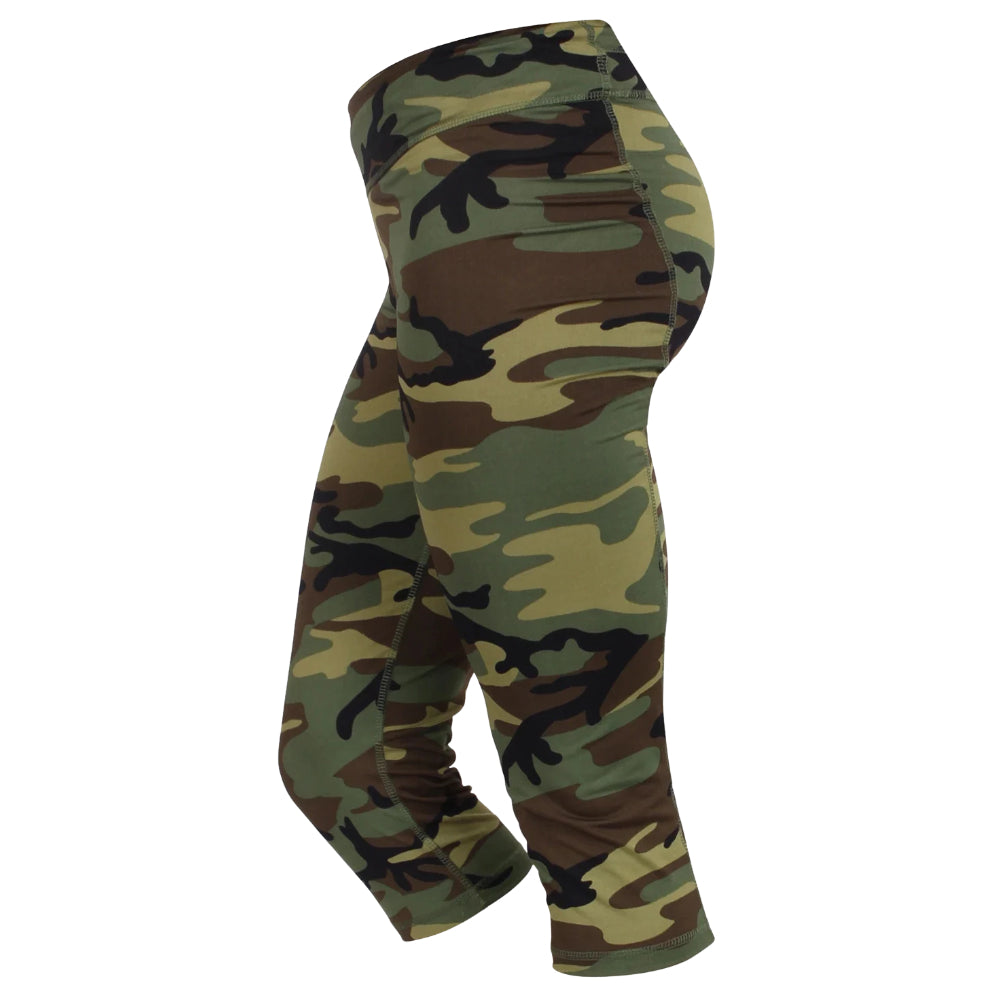 Rothco Womens Camo Workout Performance Capris - Woodland Camo