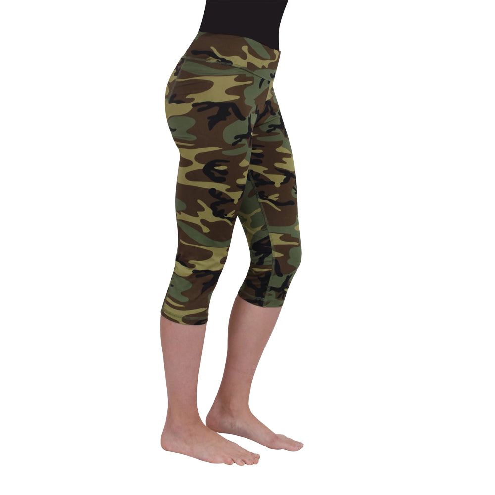 Rothco Womens Camo Workout Performance Capris - Woodland Camo