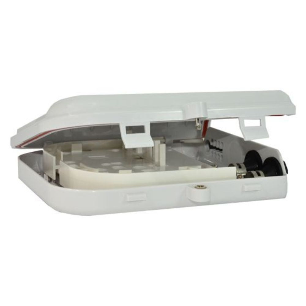 SCP 8 Port FFTH Demarc Fiber Wall Box - White F-DWB-OUT8