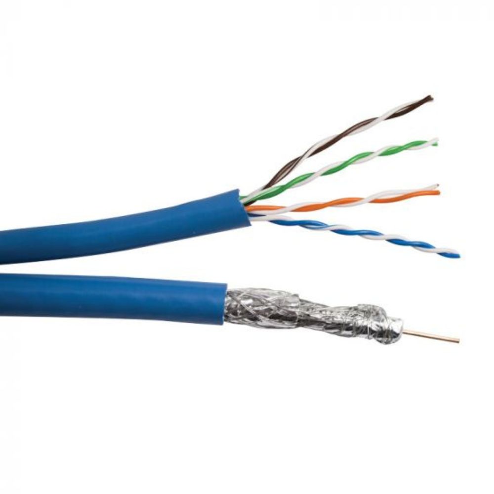 SCP CAT5E Quad Shield Siamese Composite Cable 1000 ft. HNC-1-1000-BL