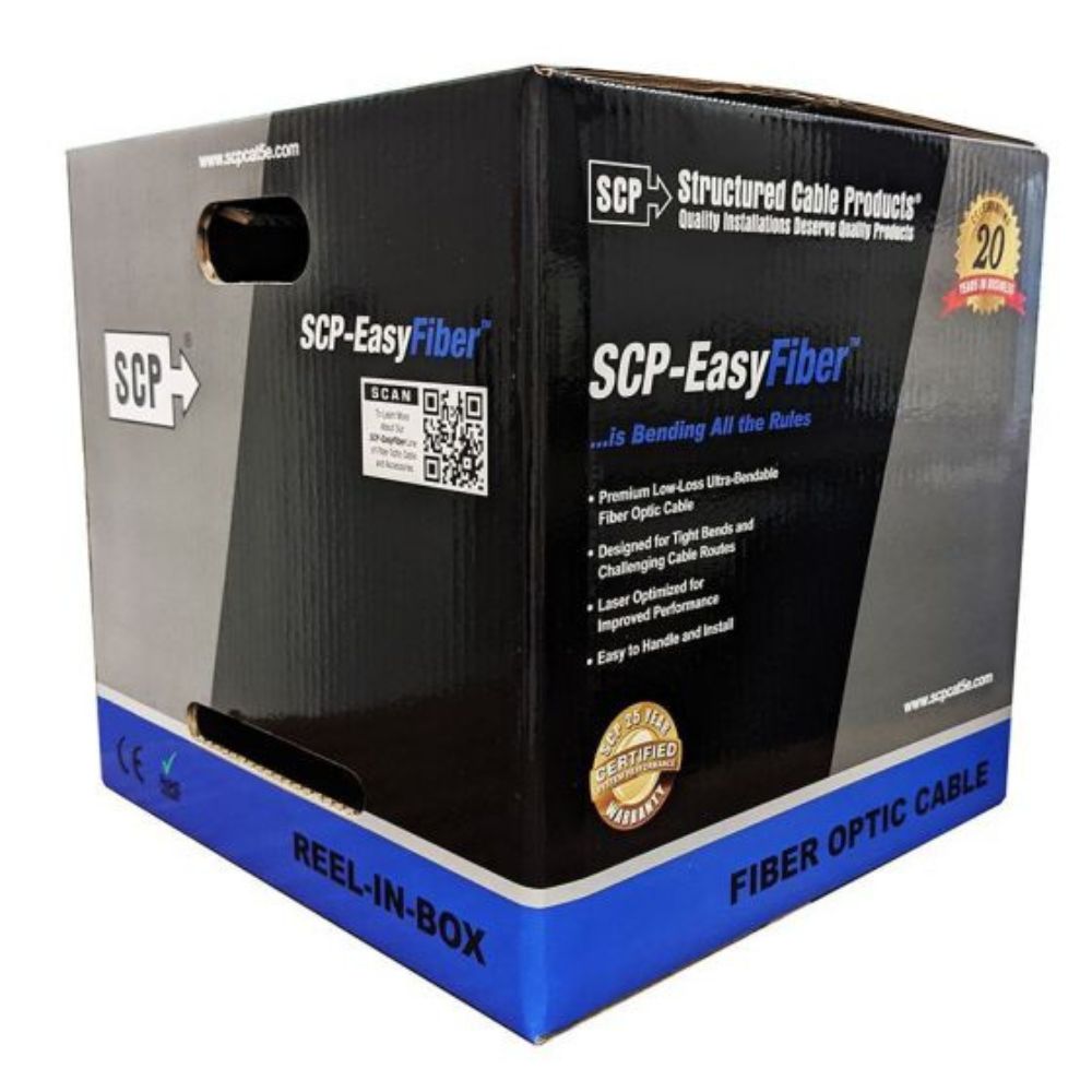 SCP EasyFiber 12 Strand OM3 Plenum Cable 500ft RIB EF-OM3P-12DIST-BK500