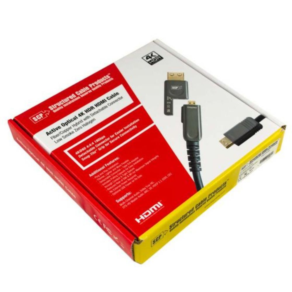 SCP In-Wall Rated 4K 24Gbps AOC HDMI Cable with Detachable Connector