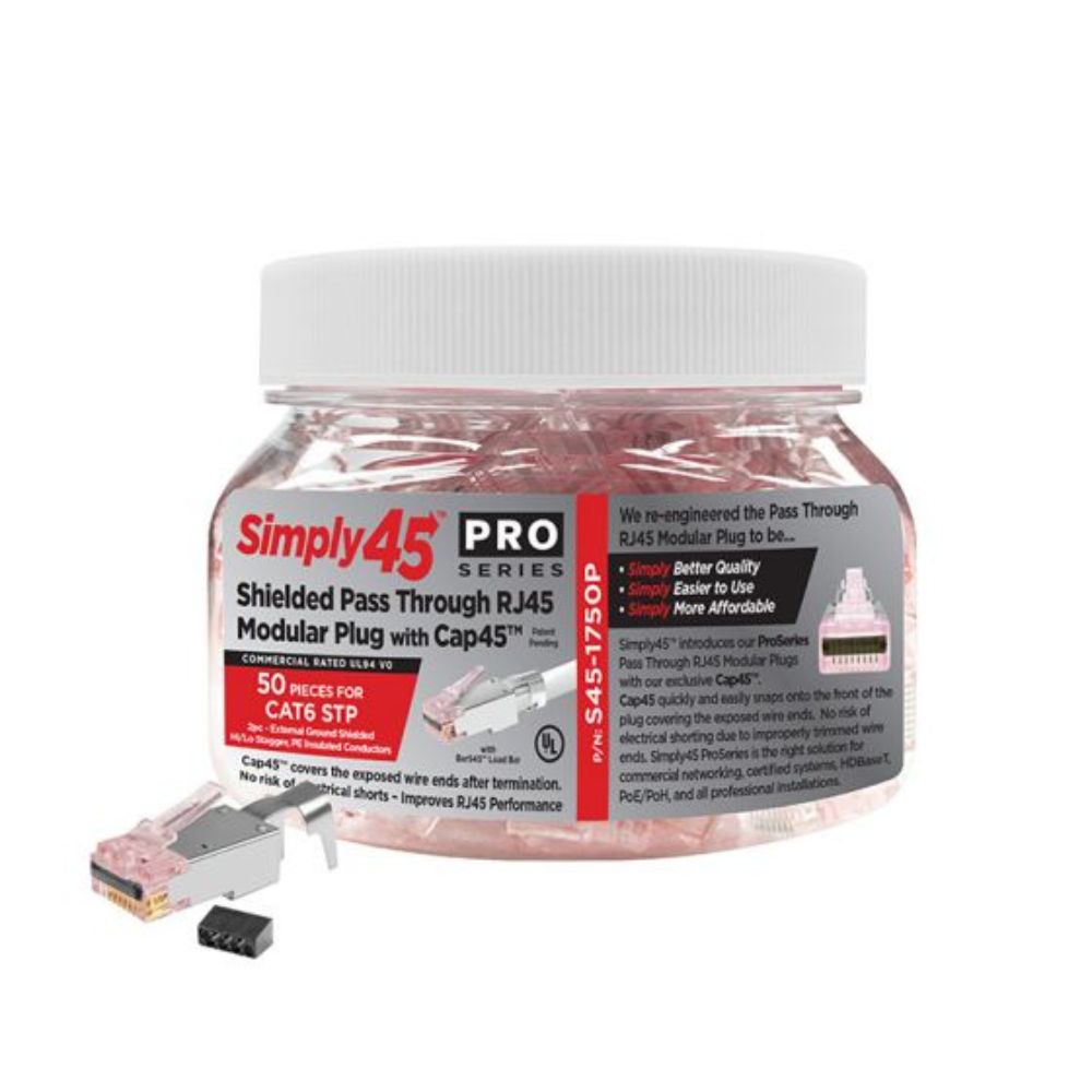 SCP Simply45® ProSeries Pass Through RJ45 Mod Plug - Red S45-1750P