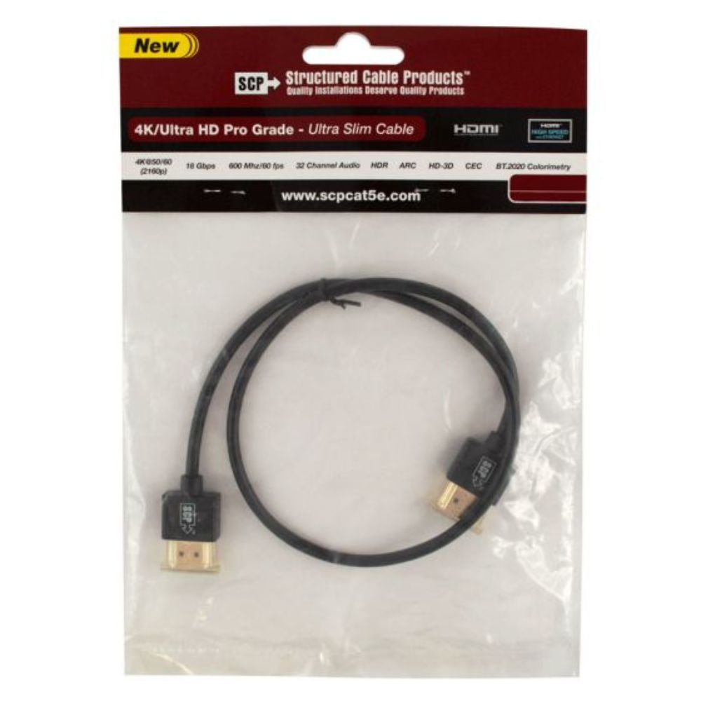 SCP Ultra-Slim 4K HDMI Cable with Ethernet 0.5m/1.6ft. 10pcs. 940-1.6B