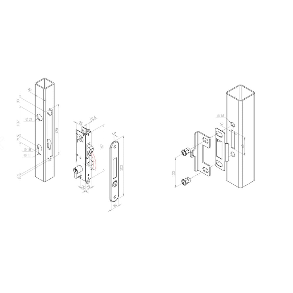 Stainless Mortice Lock - Dual Cover - Plain Handles | All Security Equipment