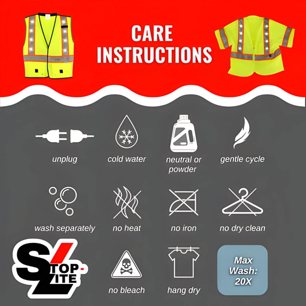 Stop-Lite ANSI Class 2 LED Non-Tear Away Safety Vest | All Security Equipment