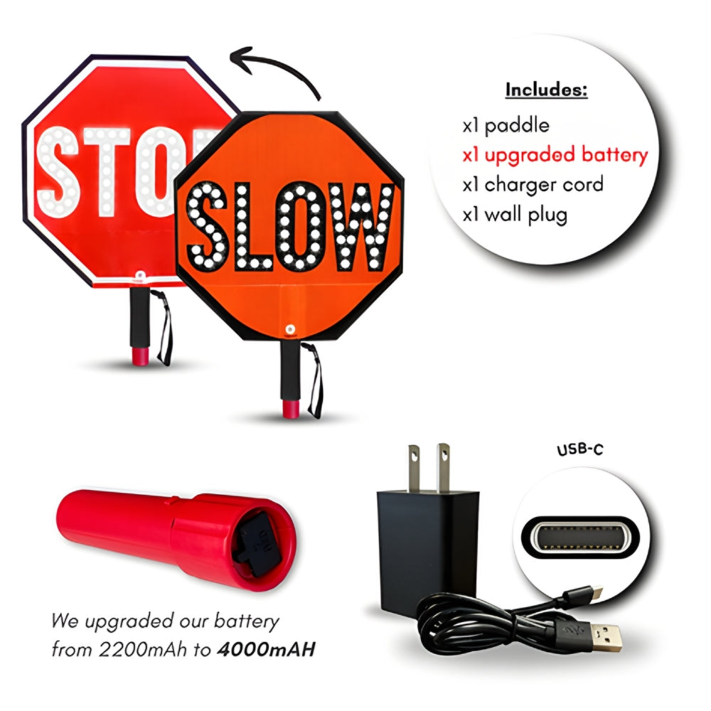 Stop-Lite PA-32112 24" LED SLOW/STOP Paddle | All Security Equipment