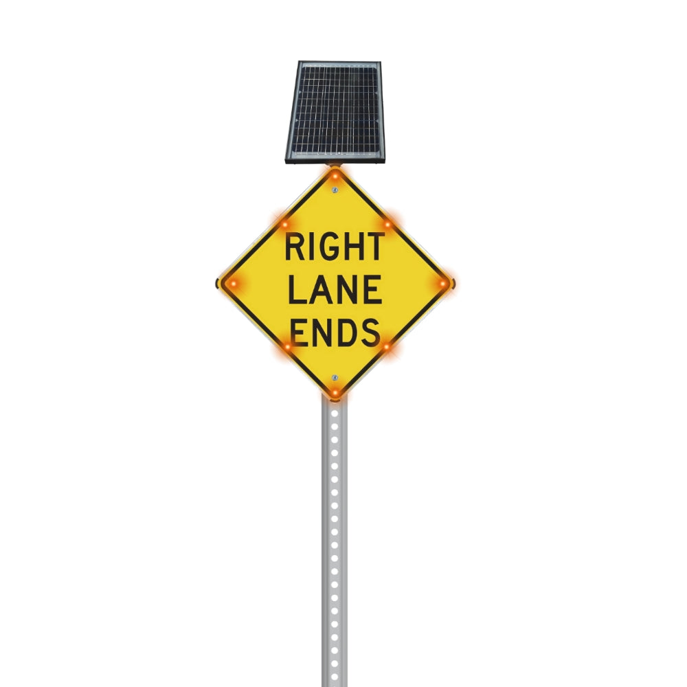 Stop-Lite W9-1 Solar LED Right Lane Ends Sign | All Security Equipment