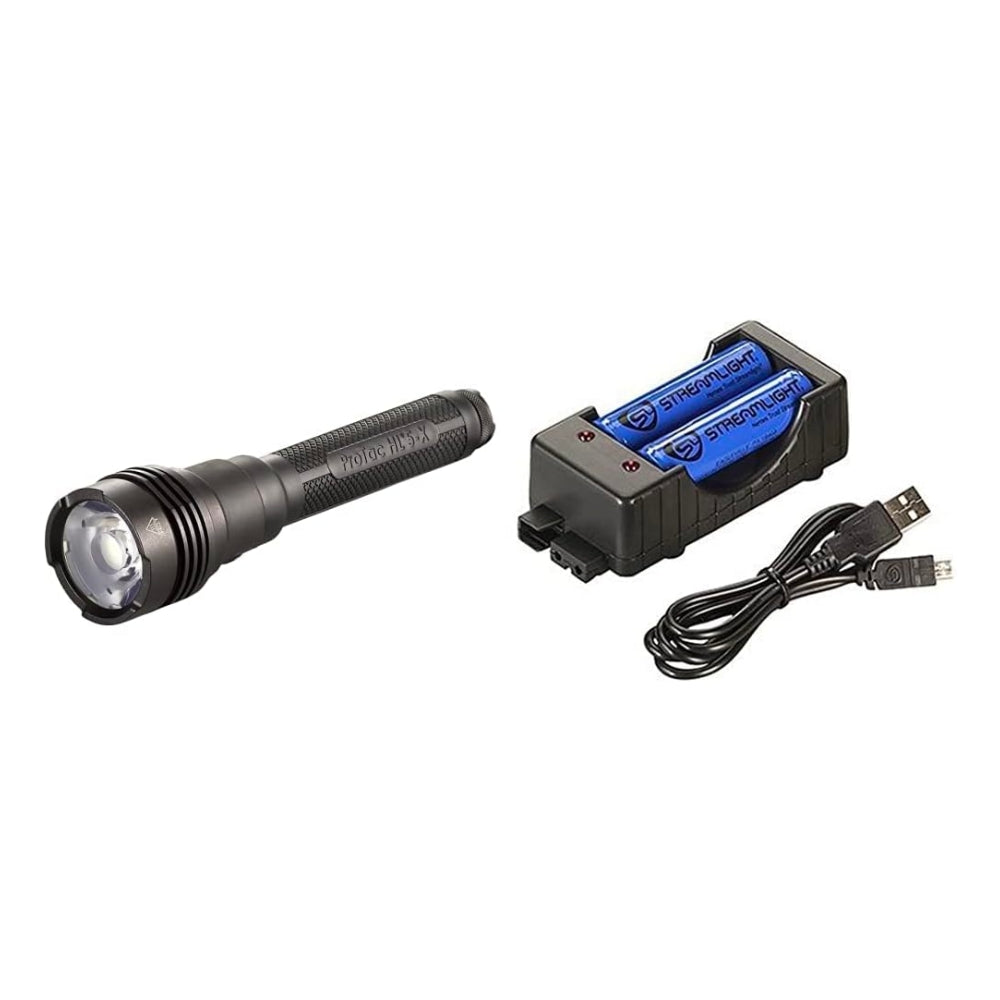 Streamlight ProTac HL® 5-X USB Flashlight with Cord and Wrist Lanyard - Clam (Black)