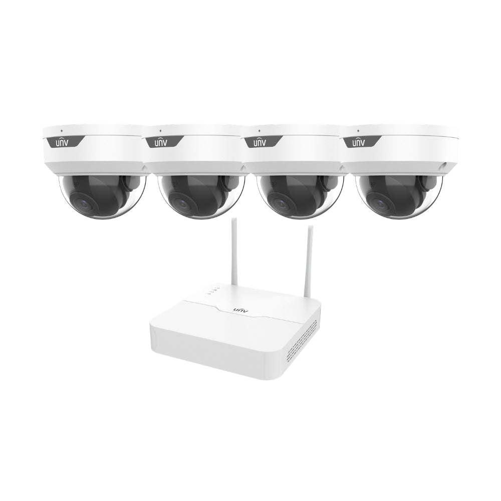 UNV KIT/NVR301-04LS3-W/4*IPC322LB-AF28WK-G 4CH NVR and WiFi Dome Camera Kit | All Security Equipment